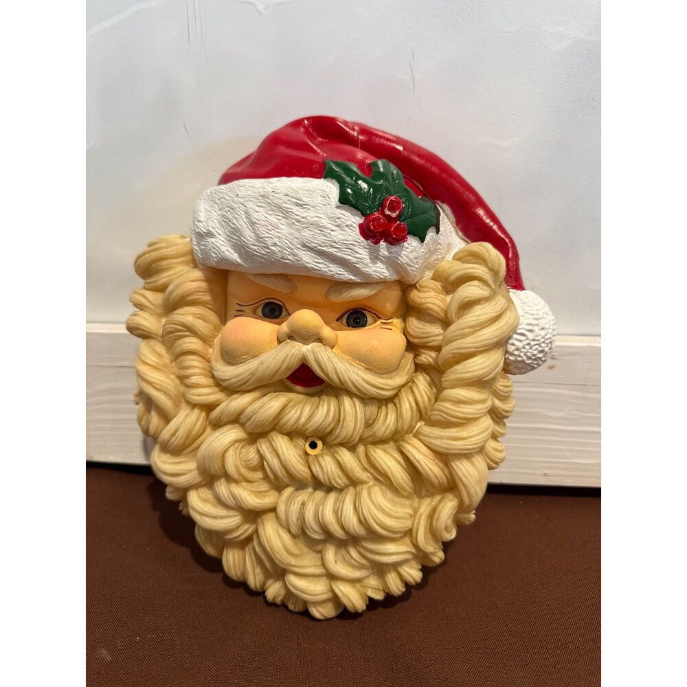Vintage Talking Santa Head Wall Decor *works*